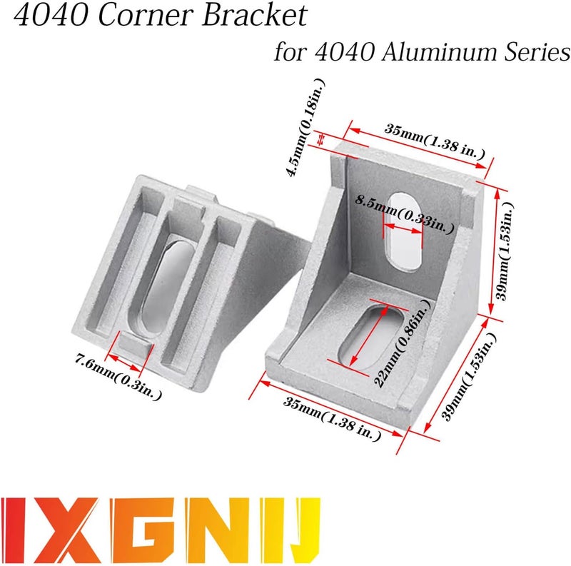 IXGNIJ 10Set 4040 Corner Bracket Connector Set for 4040 Aluminum Extrusion Accessories Silver - Image 2